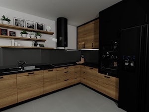 Kuchnia Drewno + Czarny Mat - Kuchnia - zdjęcie od LOKA Studio Hudy