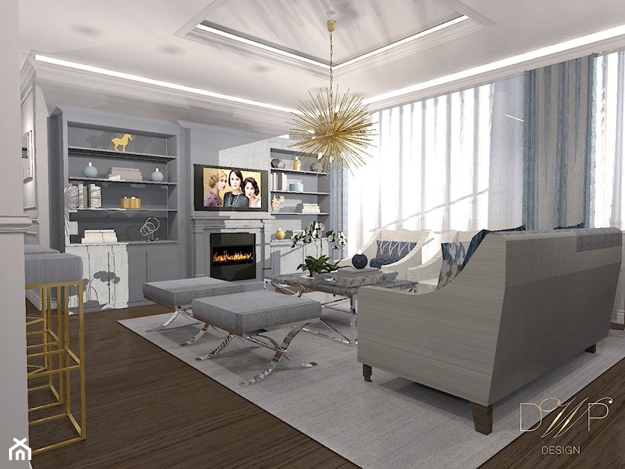 Apartament 140 m2 - Salon, styl glamour - zdjęcie od DWP design