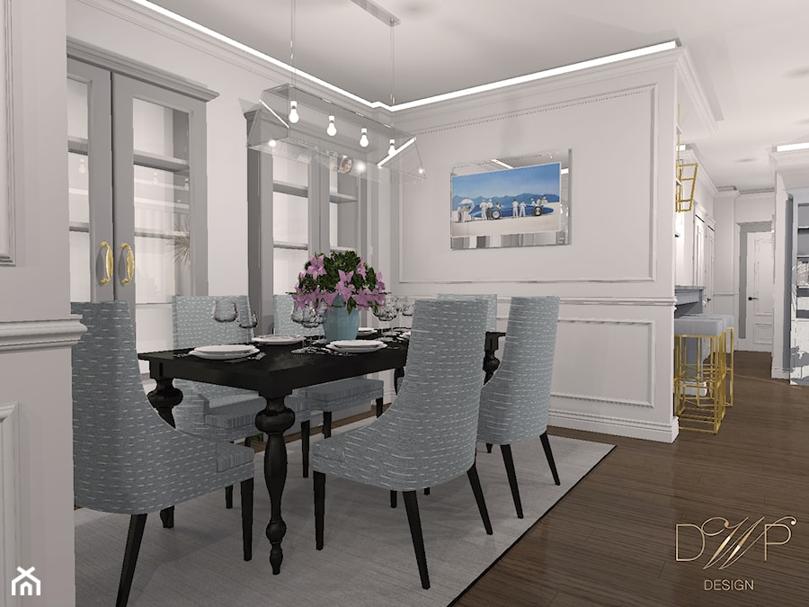 Apartament 140 m2 - Jadalnia, styl glamour - zdjęcie od DWP design