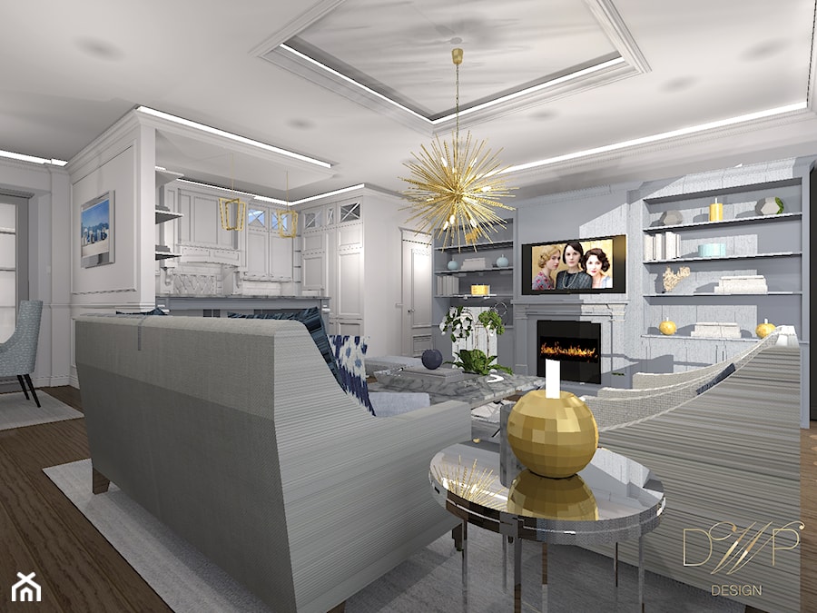 Apartament 140 m2 - Salon, styl glamour - zdjęcie od DWP design