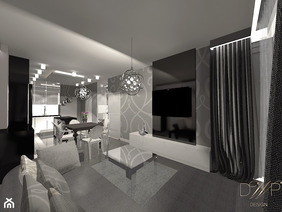 Black & white glamour - Salon, styl glamour - zdjęcie od DWP design