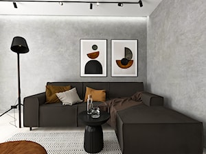 Salon ze ścianą z efektem betonu - zdjęcie od funkcjaformy