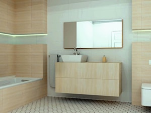 łazienka minimalistyczna drewno biel - zdjęcie od Artenova Design - pracownia projektowania wnętrz
