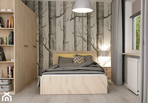 Apartament w Lublinie - Średnia biała czarna sypialnia, styl skandynawski - zdjęcie od Artenova Design - pracownia projektowania wnętrz