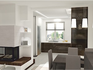 Dom w Kobyłce - salon z kuchnią - Salon, styl nowoczesny - zdjęcie od Artenova Design - pracownia projektowania wnętrz