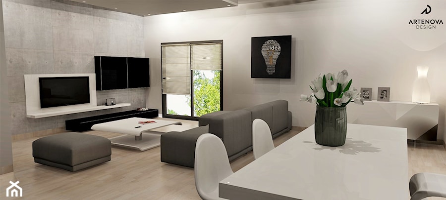 Mieszkanie na warszawskim Wilanowie - Salon, styl minimalistyczny - zdjęcie od Artenova Design - pracownia projektowania wnętrz