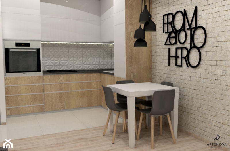 Kawalerka Wilanów - Kuchnia, styl minimalistyczny - zdjęcie od Artenova Design - pracownia projektowania wnętrz