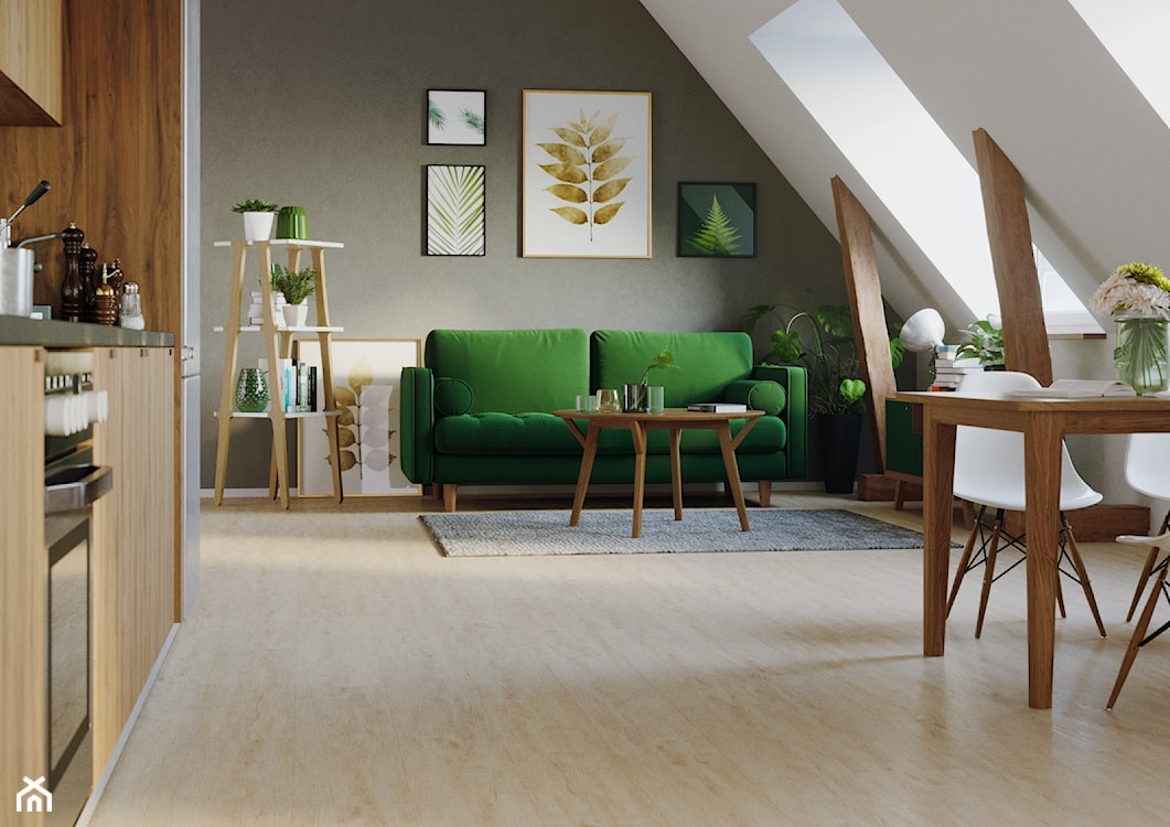 panele winylowe, podłogi winylowe, podłoga inspirowana drewnem, salon w stylu naturalnym