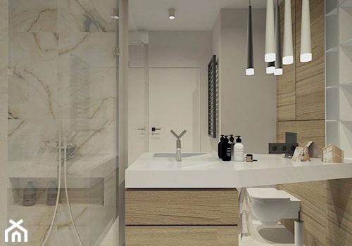 Elegancka łazienka - Mała na poddaszu bez okna łazienka, styl nowoczesny - zdjęcie od STABRAWA.PL architektura wnętrz