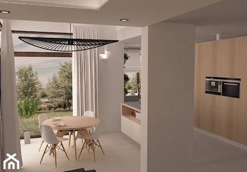 Duża szara jadalnia w kuchni, styl skandynawski - zdjęcie od STABRAWA.PL architektura wnętrz
