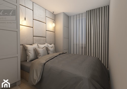 Przytulna beżowa sypialnia - zdjęcie od Mikab Studio. Projektowanie Wnętrz. Magdalena Mizia