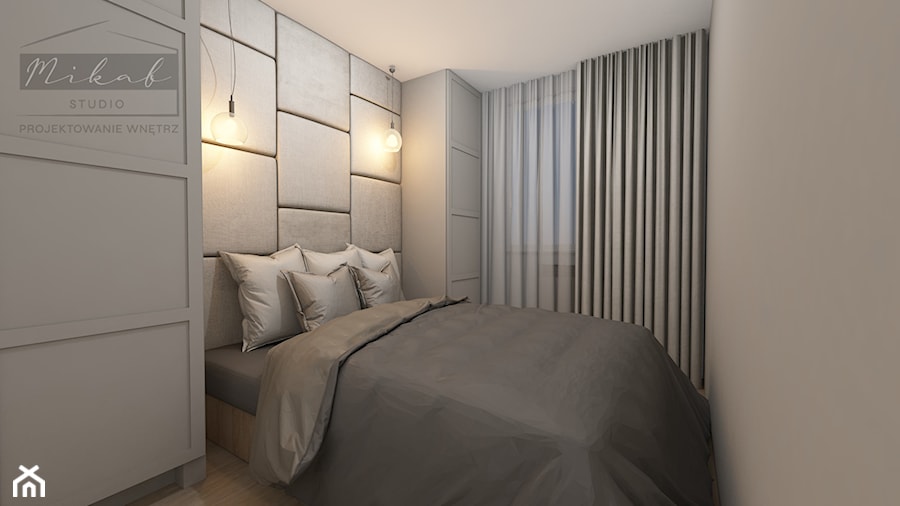Przytulna beżowa sypialnia - zdjęcie od Mikab Studio. Projektowanie Wnętrz. Magdalena Mizia