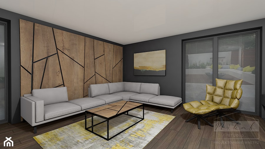 Projekt salonu, dom jednorodzinny - zdjęcie od Mikab Studio. Projektowanie Wnętrz. Magdalena Mizia