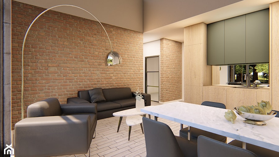 Nowoczesny salon w stylu loft - zdjęcie od HouseCollection.pl - Gotowe projekty domów