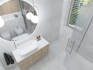 Łazienka w bieli i drewnie - zdjęcie od AGAPE WNĘTRZA