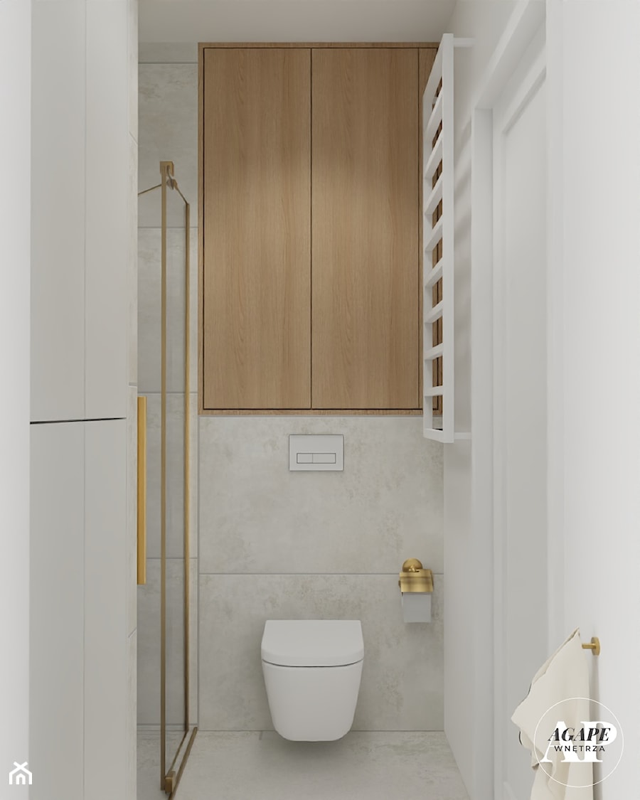 Minimalistyczna łazienka z zielenią - zdjęcie od AGAPE WNĘTRZA