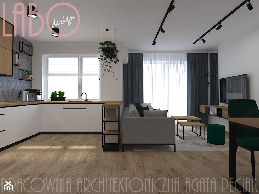 Mieszkanie z antresolą - Salon, styl nowoczesny - zdjęcie od Szczęśliwe Wnętrza Studio Projektowe