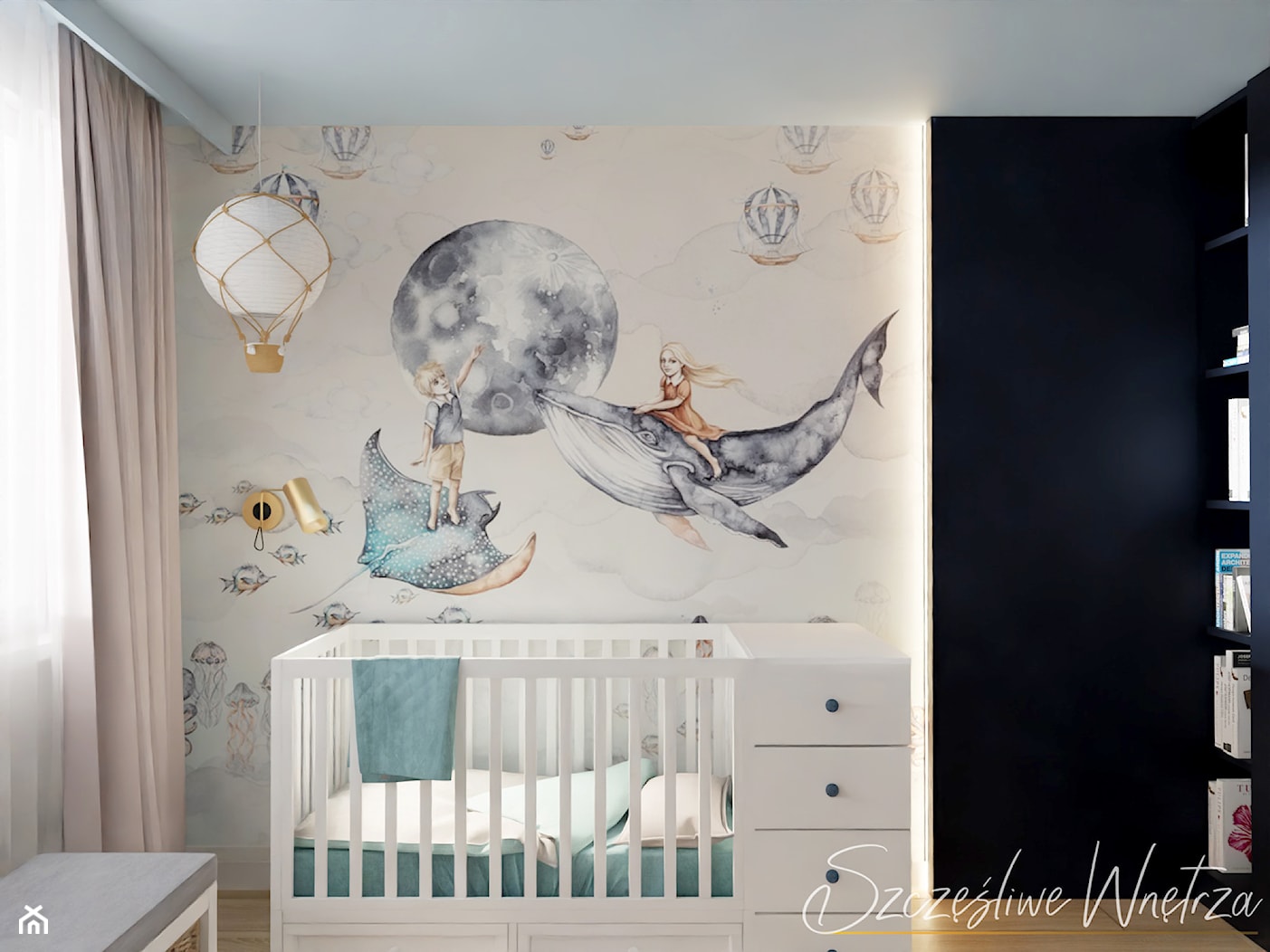 Sypialnia z akcentami granatu - Pokój dziecka, styl nowoczesny - zdjęcie od Szczęśliwe Wnętrza Studio Projektowe - Homebook