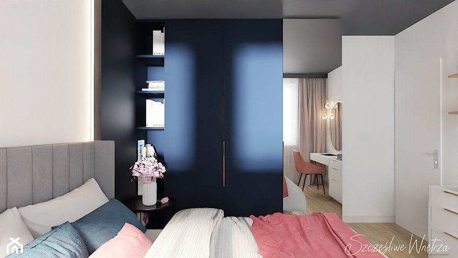 Sypialnia z akcentami granatu - Sypialnia, styl nowoczesny - zdjęcie od Szczęśliwe Wnętrza Studio Projektowe