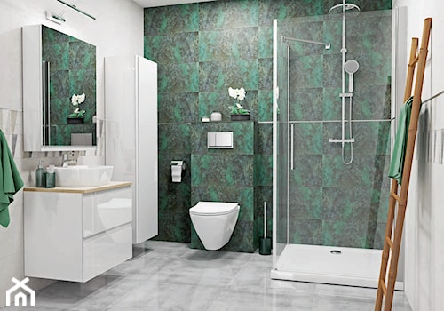 Łazienka inspirowana naturą - zielona łazienka nowoczesna - zdjęcie od bricomarche.pl