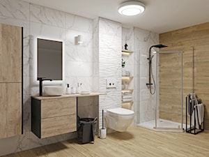 Łazienka z prysznicem pięciokątnym i gesem na ścianie - zdjęcie od bricomarche.pl