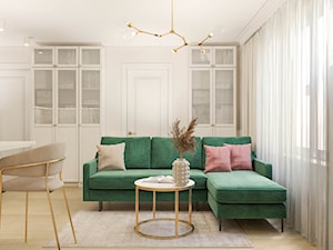 Niewielkie mieszkanie modern classic z odrobiną koloru - Salon, styl skandynawski - zdjęcie od Kierunek na Wnętrza
