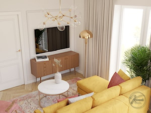 Kolorowe mieszkanie dla młodej kobiety - Salon, styl vintage - zdjęcie od Kierunek na Wnętrza