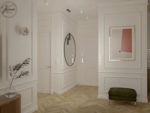 Mieszkanie modern classic z oliwką i koralem - Hol / przedpokój, styl nowoczesny - zdjęcie od Kierunek na Wnętrza