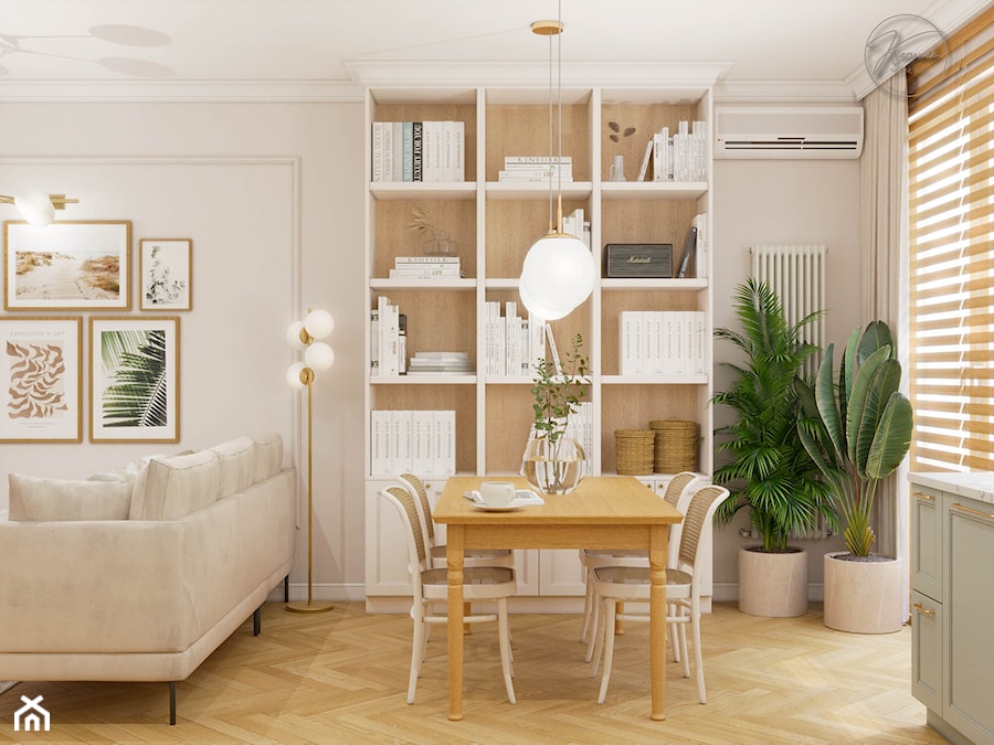 Mieszkanie z zieloną kuchnią i nuta boho - Salon, styl nowoczesny - zdjęcie od Kierunek na Wnętrza