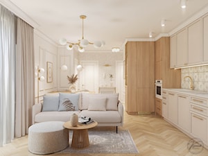 Jasne, beżowe mieszkanie - Salon, styl nowoczesny - zdjęcie od Kierunek na Wnętrza