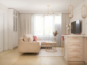 Niewielkie mieszkanie modern classic z odrobiną koloru - Salon, styl nowoczesny - zdjęcie od Kierunek na Wnętrza