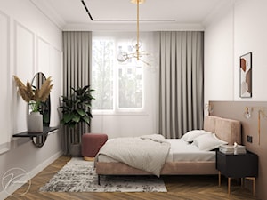 Nowoczesne mieszkanie z różową sofą - Sypialnia, styl nowoczesny - zdjęcie od Kierunek na Wnętrza