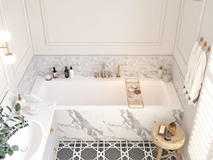 Elegancka łazienka z marmurowymi płytkami - Łazienka, styl nowoczesny - zdjęcie od Kierunek na Wnętrza