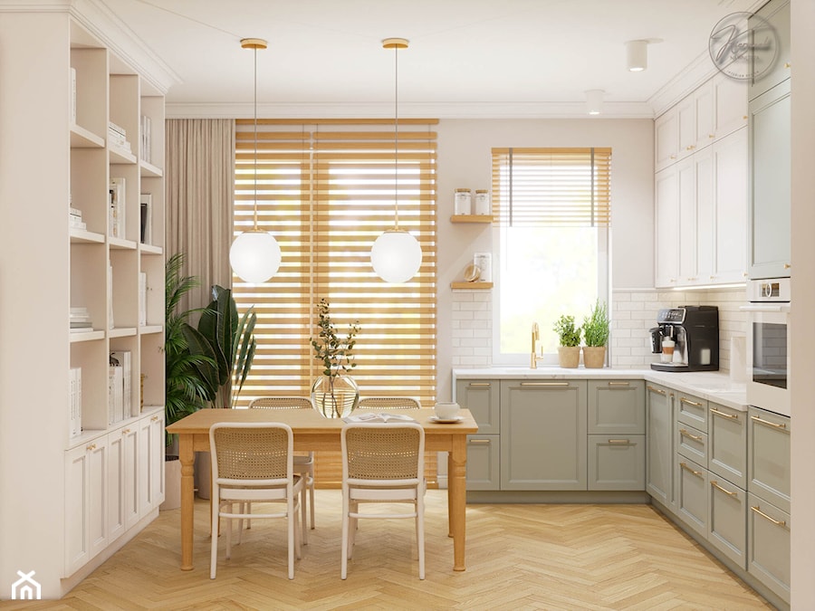 Mieszkanie z zieloną kuchnią i nuta boho - Kuchnia, styl nowoczesny - zdjęcie od Kierunek na Wnętrza