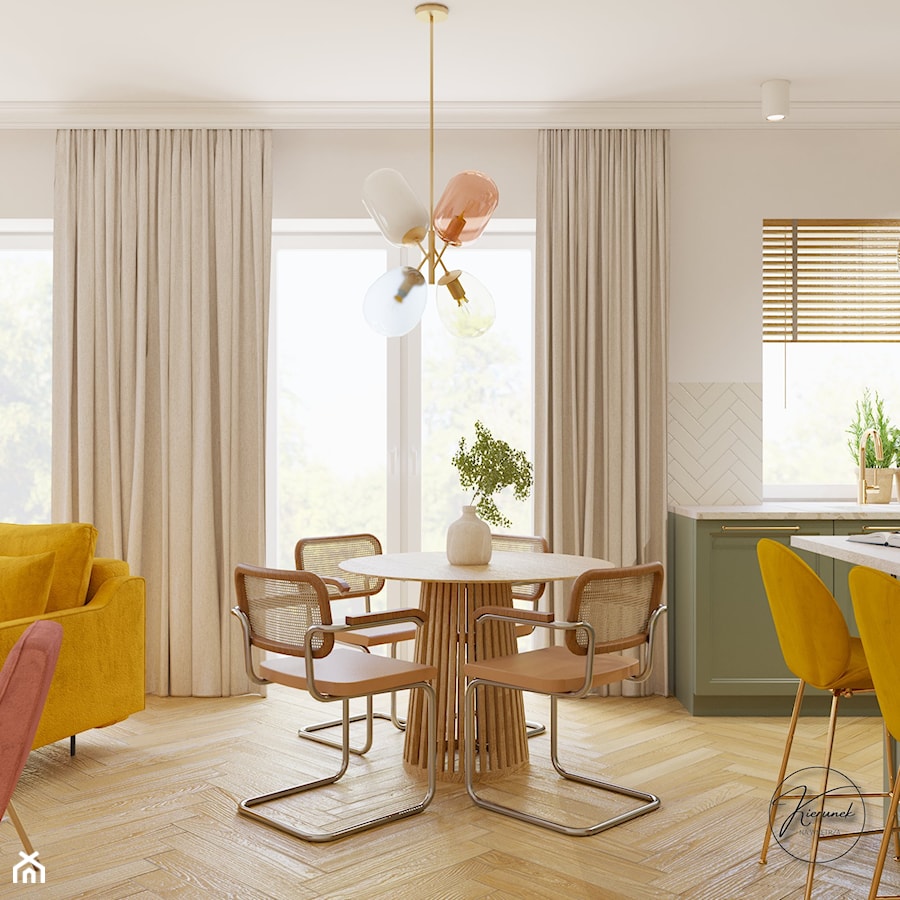 Kolorowe mieszkanie dla młodej kobiety - Jadalnia, styl vintage - zdjęcie od Kierunek na Wnętrza