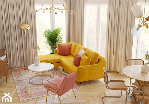 Kolorowe mieszkanie dla młodej kobiety - Salon, styl vintage - zdjęcie od Kierunek na Wnętrza