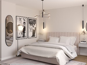 Małżeńska sypialnia w beżach i szarościach - Sypialnia, styl nowoczesny - zdjęcie od Kierunek na Wnętrza