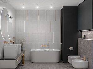 Szara łazienka z płytkami lastryko - Łazienka, styl nowoczesny - zdjęcie od Kierunek na Wnętrza
