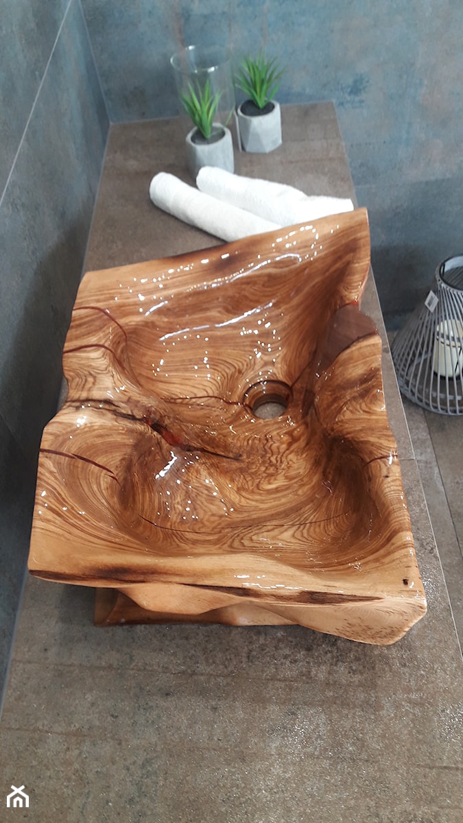 Drewniana umywalka - Salon, styl skandynawski - zdjęcie od Pracownia Drewniaczki