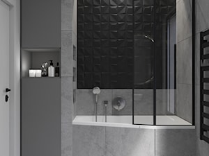 projekt łazienki z wanną oraz oryginalną ścianką za umywalką - zdjęcie od Kivi Home - projektowanie wnętrz