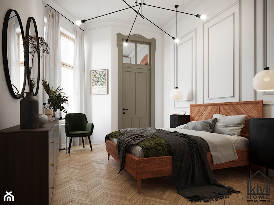 Sypialnia w kamienicy - zdjęcie od Kivi Home - projektowanie wnętrz