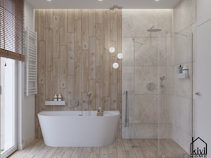 łazienka z wanną i prysznicem - zdjęcie od Kivi Home - projektowanie wnętrz