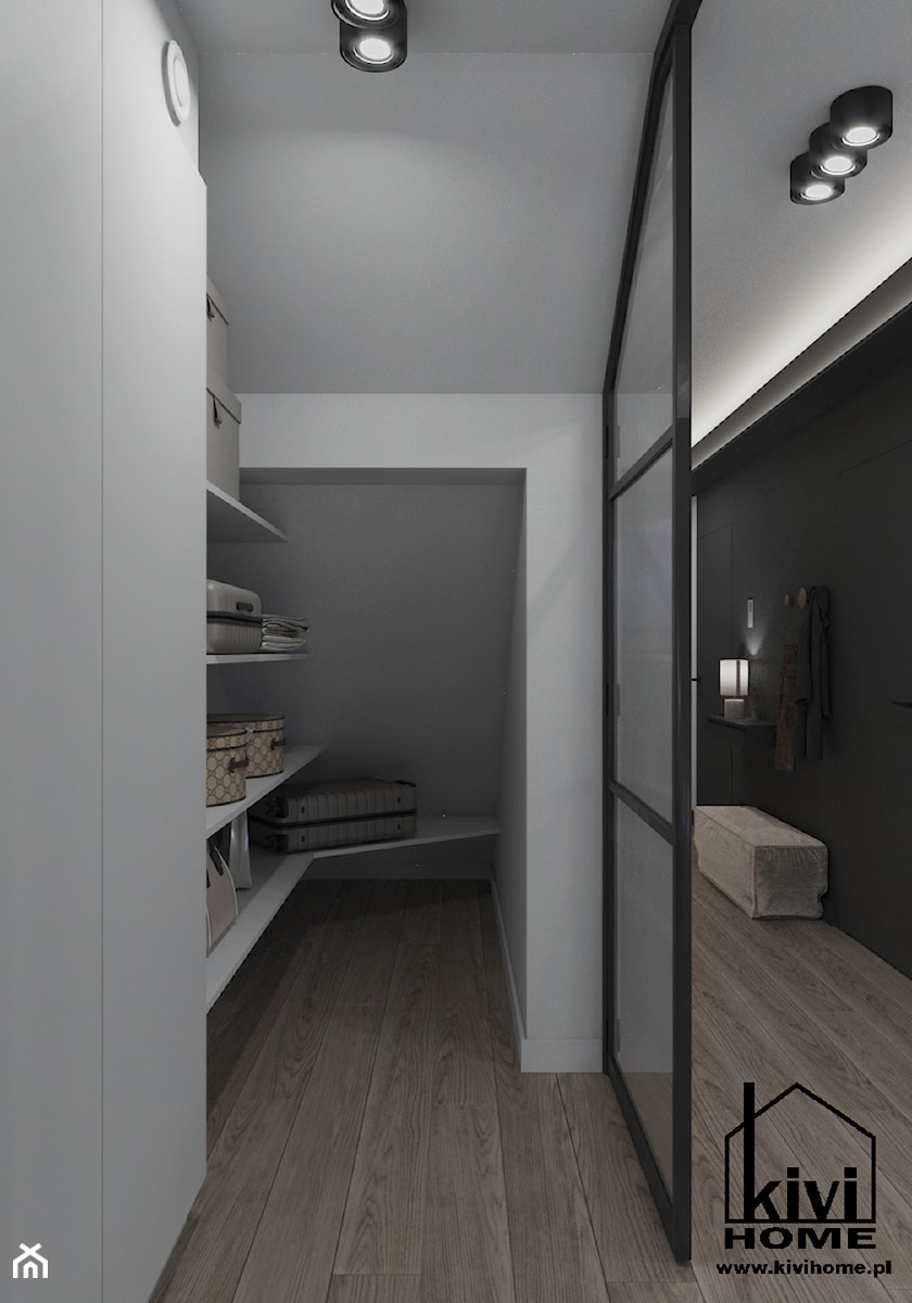 projekt pomieszczenia pod schodami - zdjęcie od Kivi Home - projektowanie wnętrz