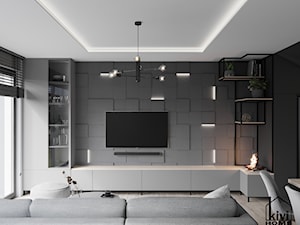 ściana tv w salonie - zdjęcie od Kivi Home - projektowanie wnętrz