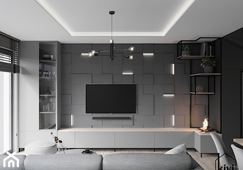 ściana tv w salonie - zdjęcie od Kivi Home - projektowanie wnętrz