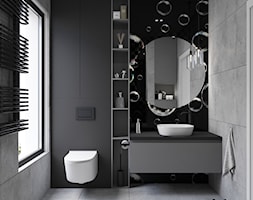 projekt łazienki z wanną oraz oryginalną ścianką za umywalką - zdjęcie od Kivi Home - projektowanie wnętrz - Homebook