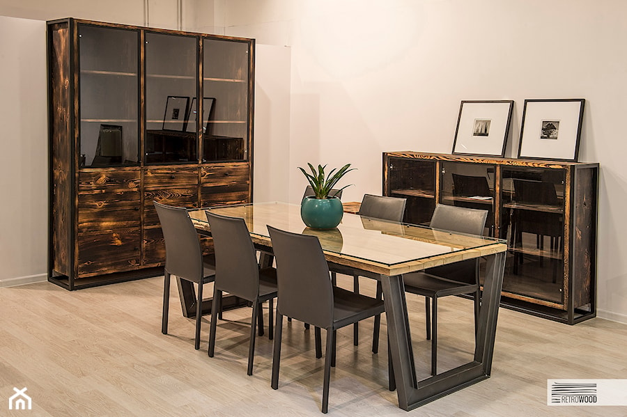 Stół Finsen - połączenie drewna, stali i szkła - zdjęcie od Retrowood