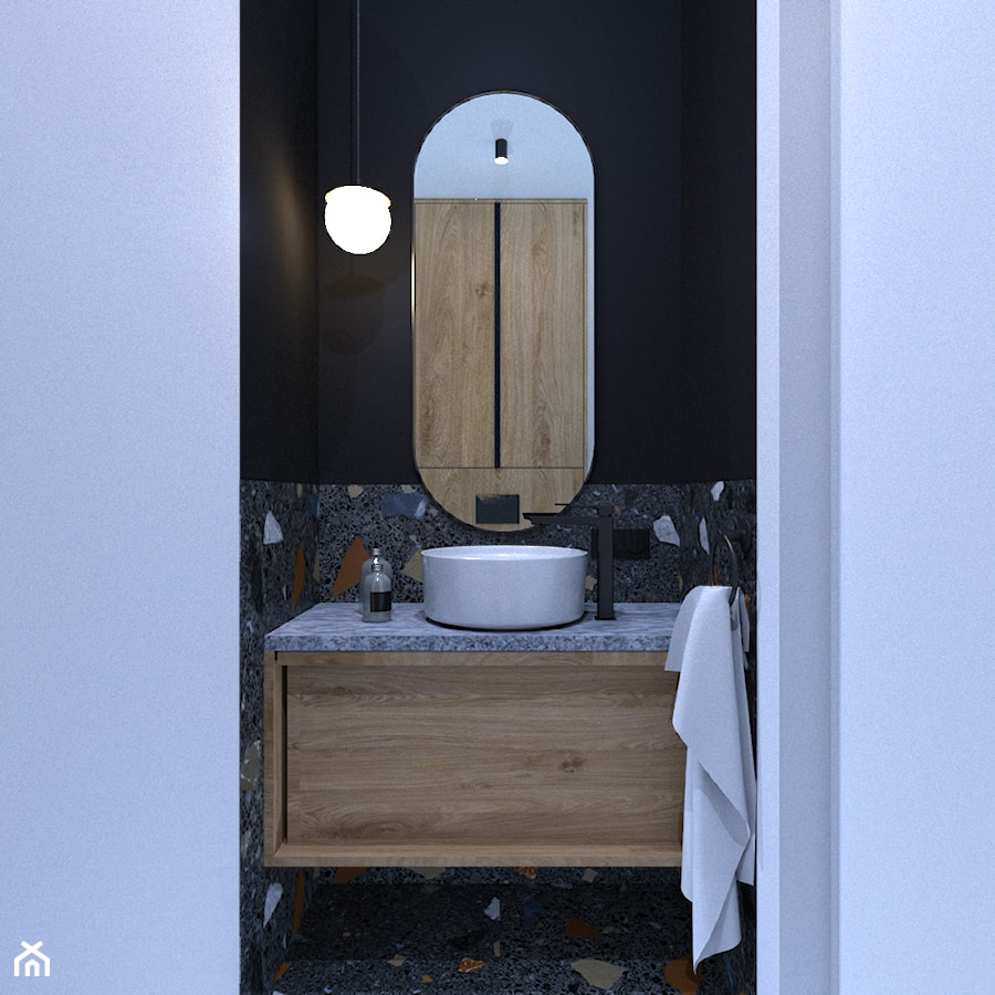 niewielka toaleta z terazzo - zdjęcie od Sędzicka - architekt, projektowanie wnętrz