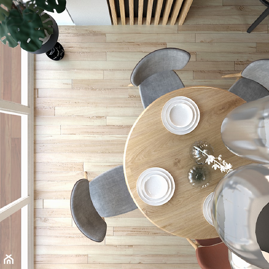 stół w jadalni w widoku z góry - zdjęcie od Sędzicka - architekt, projektowanie wnętrz