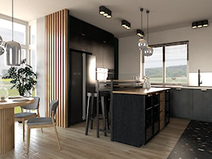 ciemna kuchnia w domu jednorodzinnym (fronty Ikea) - zdjęcie od Sędzicka - architekt, projektowanie wnętrz